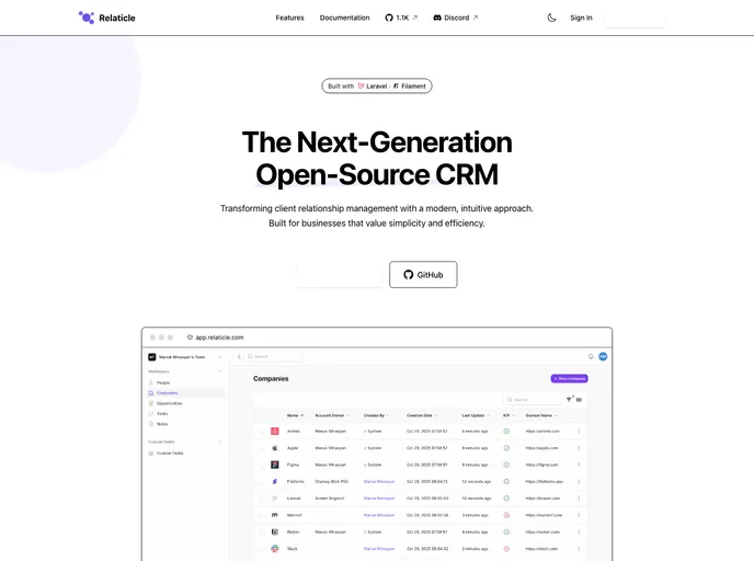 Relaticle screenshot