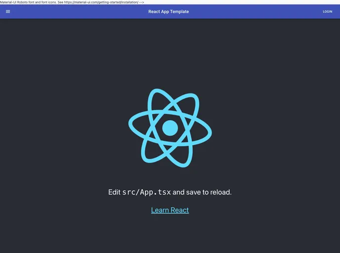 screenshot of React App Template