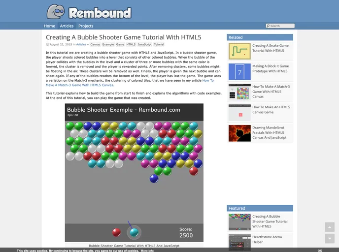 screenshot of Bubble Shooter HTML5