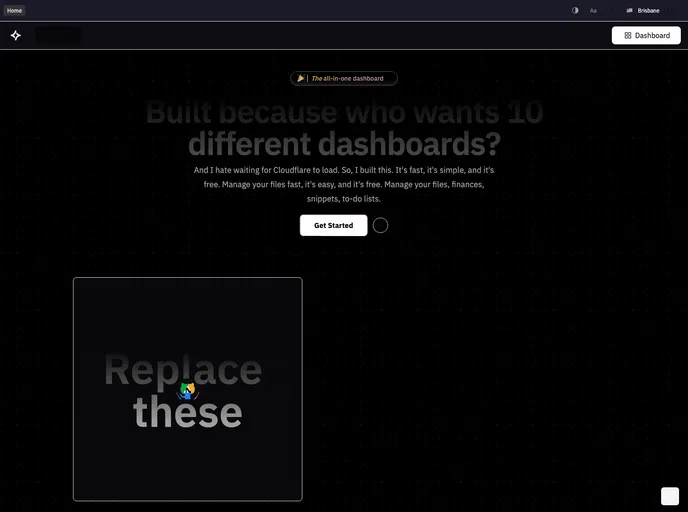 screenshot of Remcostoeten All In One Dashboard