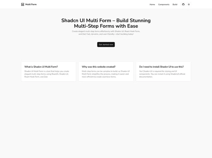 screenshot of Shadcn UI Multi Form