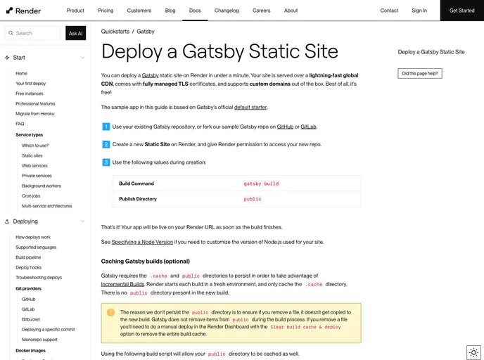 screenshot of Gatsby Starter Default