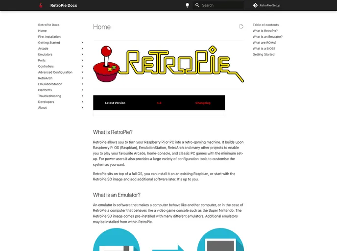 screenshot of RetroPie Docs