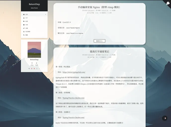 screenshot of ReturnTmp.github.io
