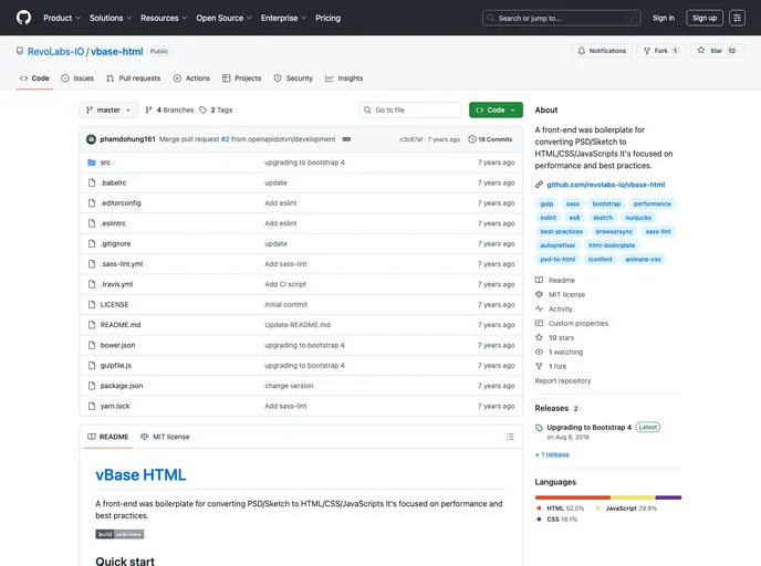 screenshot of Vbase Html