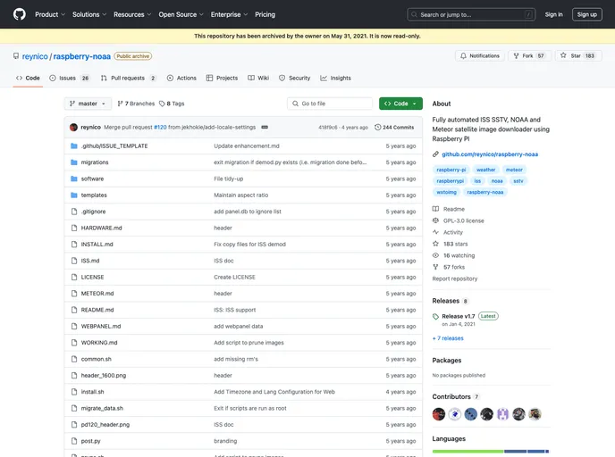 screenshot of Raspberry Noaa