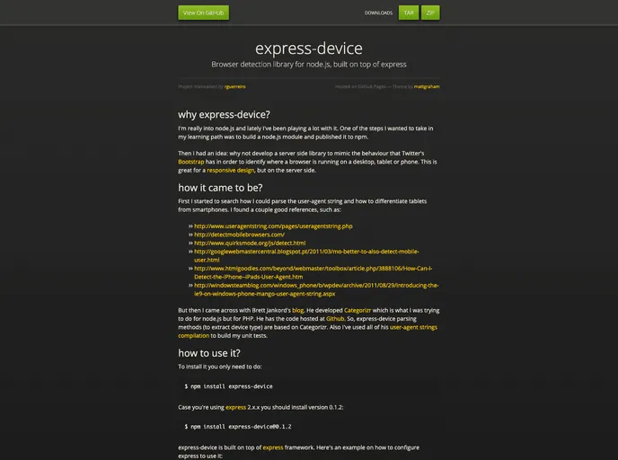 screenshot of Express Device