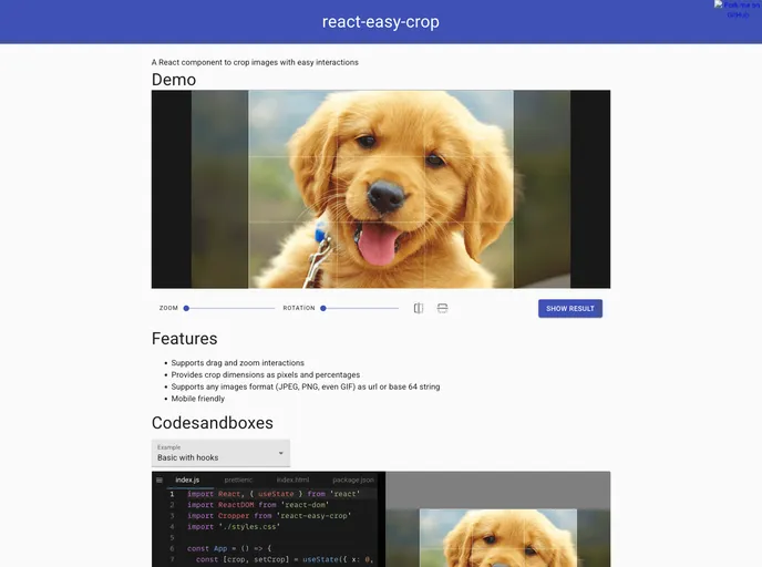 React Easy Crop screenshot