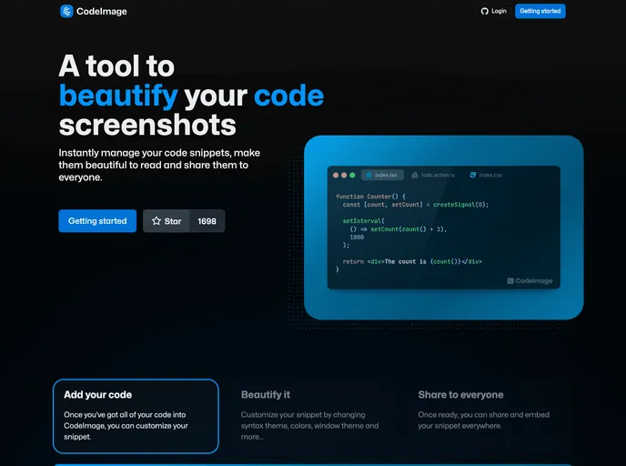 screenshot of Codeimage
