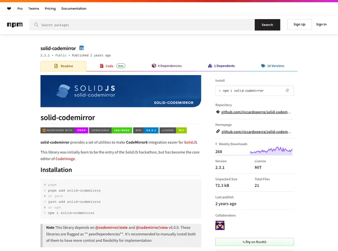 screenshot of Solid Codemirror