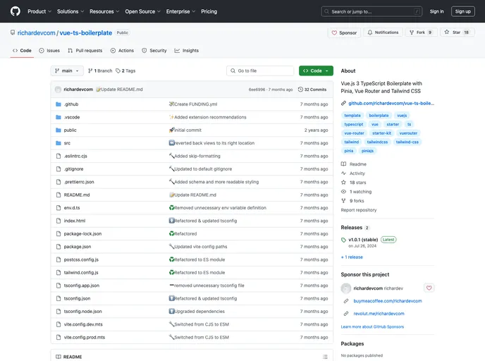 screenshot of Vue Ts Boilerplate