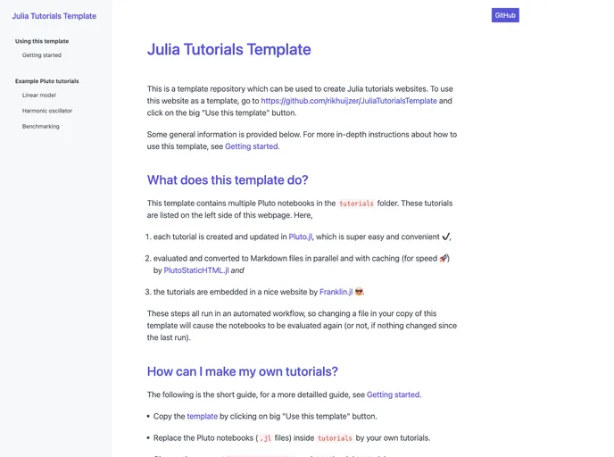 screenshot of JuliaTutorialsTemplate