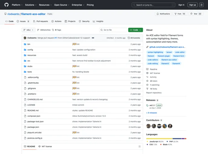 Filament Ace Editor screenshot