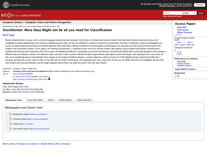 screenshot of Astroformer