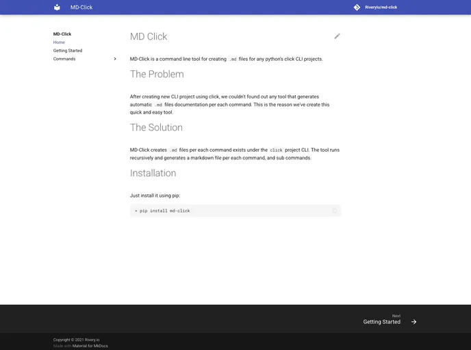 screenshot of Md Click