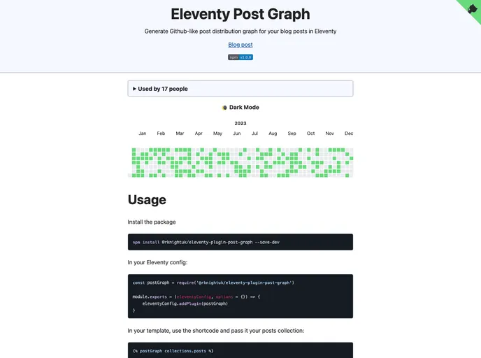 screenshot of Eleventy Plugin Post Graph