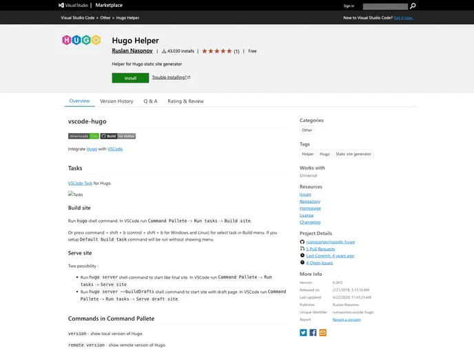 screenshot of Vscode Hugo