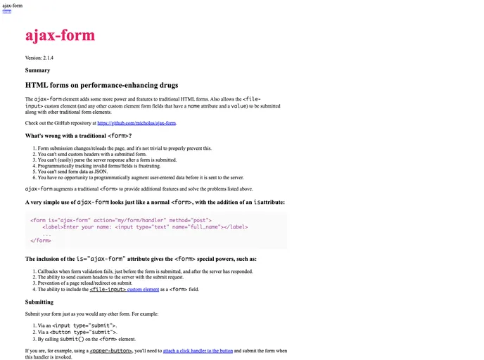 screenshot of Ajax Form