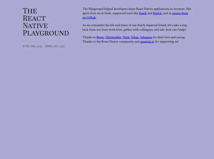 screenshot of Rnplay Web