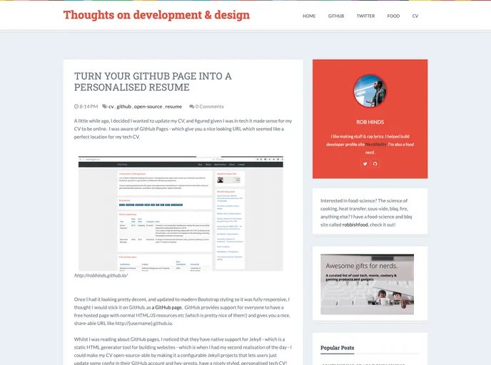 screenshot of Robhinds.github.io