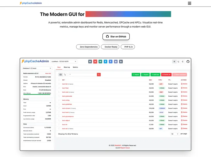 PhpCacheAdmin screenshot
