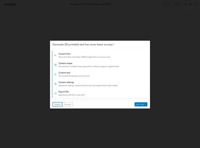 screenshot of Text2stl