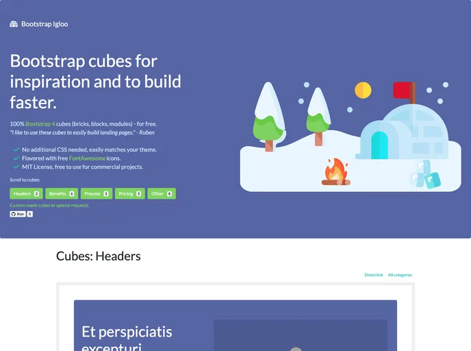 screenshot of Bootstrapigloo