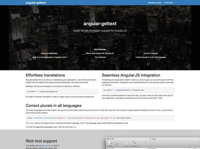 screenshot of Angular Gettext
