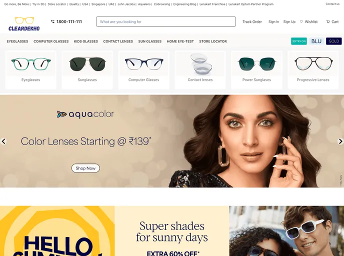 screenshot of ClearDekho Lenskart Clone