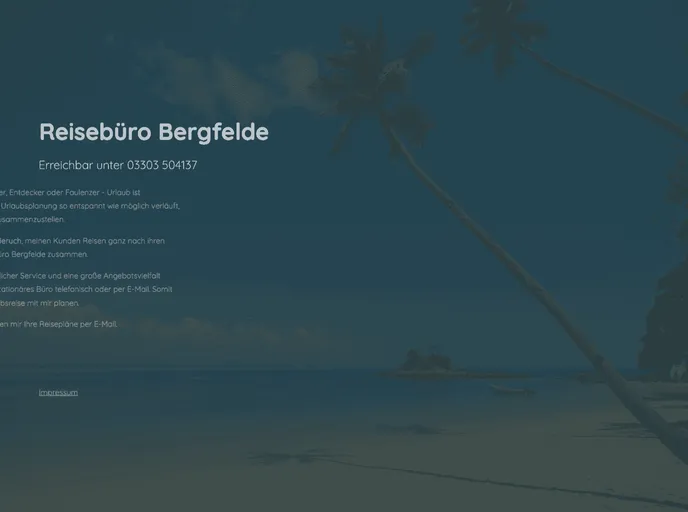 screenshot of Reisebuero Bergfelde.de