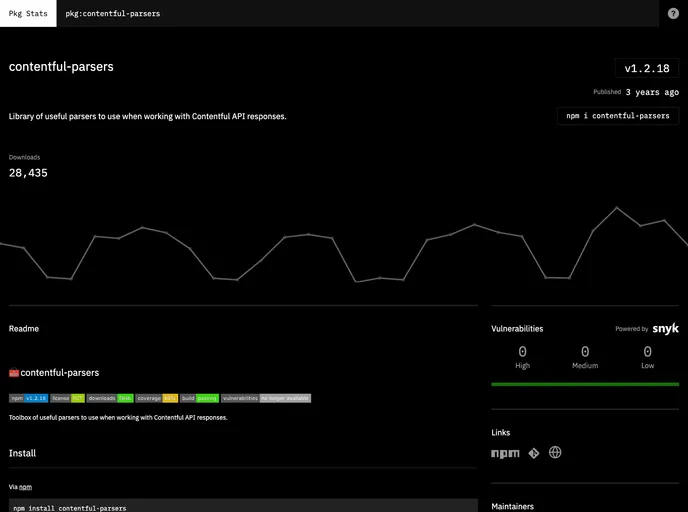 screenshot of Contentful Parsers