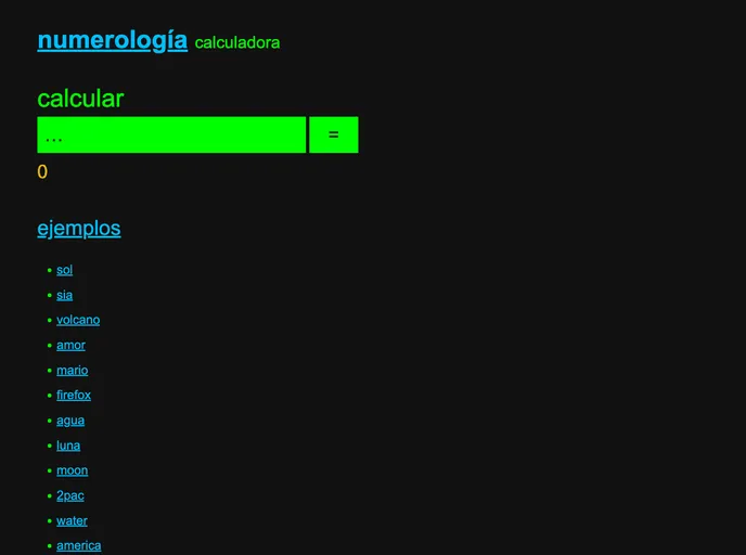 screenshot of Numerologia