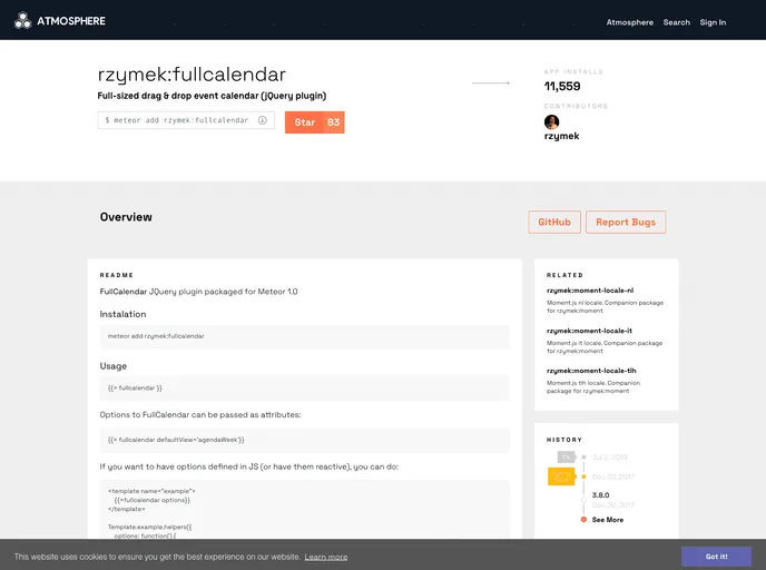 screenshot of Meteor Fullcalendar