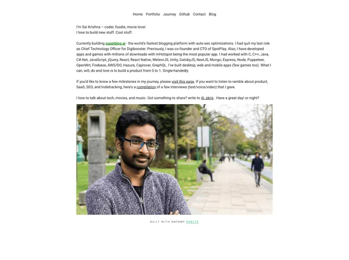 screenshot of Gatsby Minimal Portfolio Blog