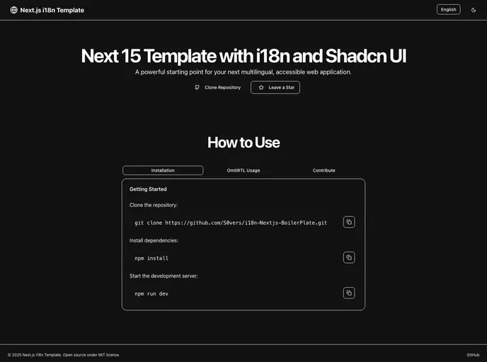 screenshot of Next App I18n Starter
