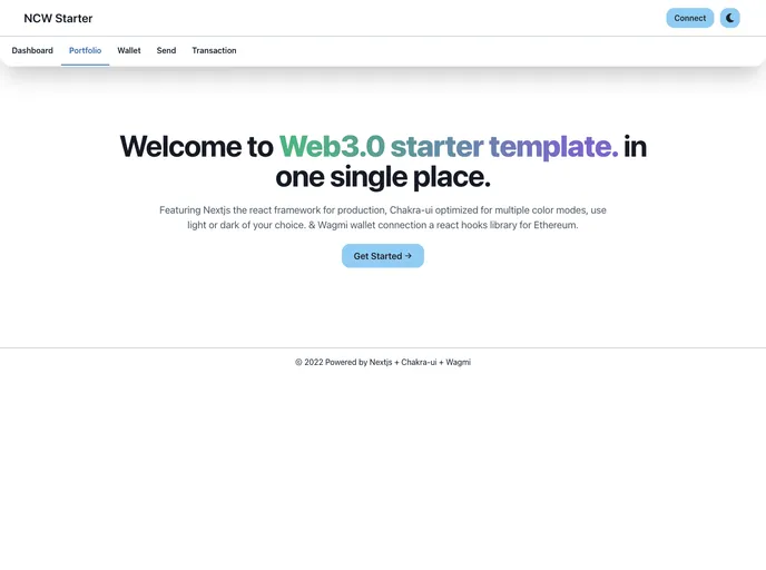 screenshot of Nextjs Chakra UI Wagmi