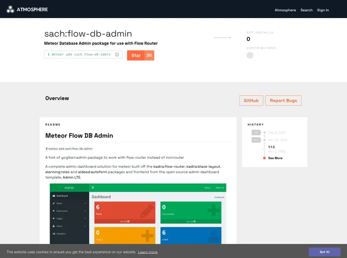screenshot of Flow Db Admin