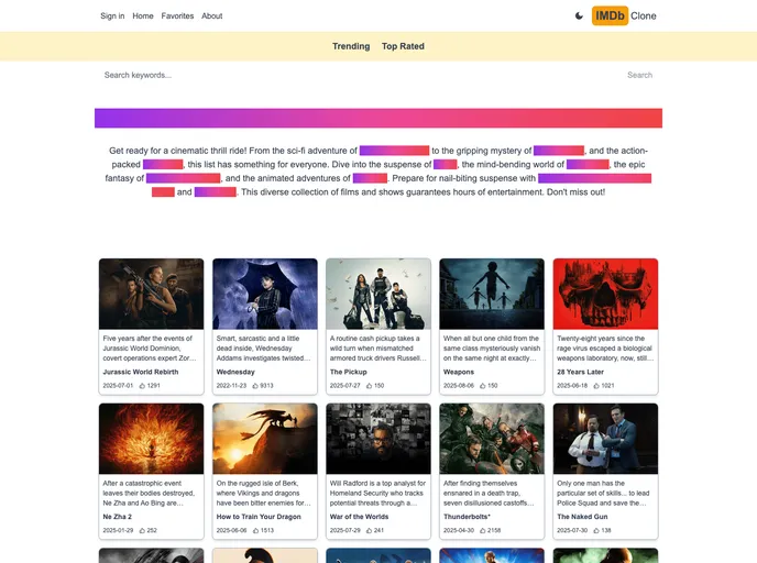 screenshot of Imdb Next