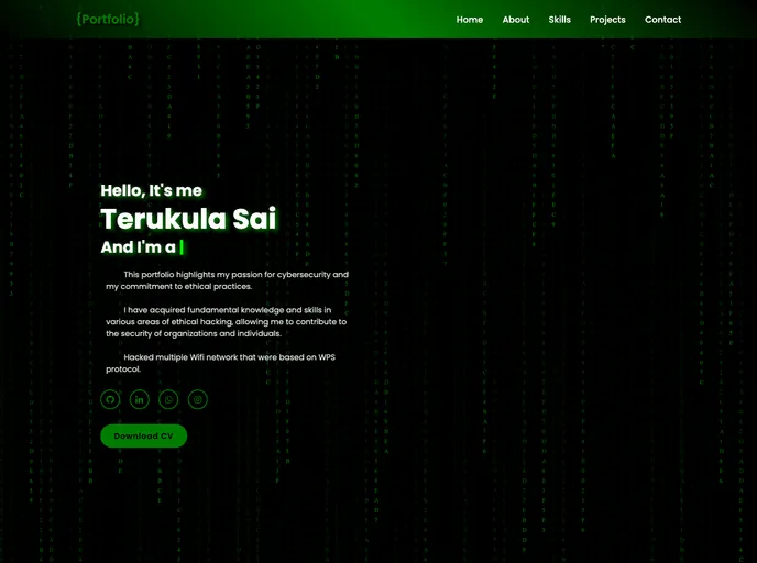 screenshot of Ethical Hacker Portfolio Template