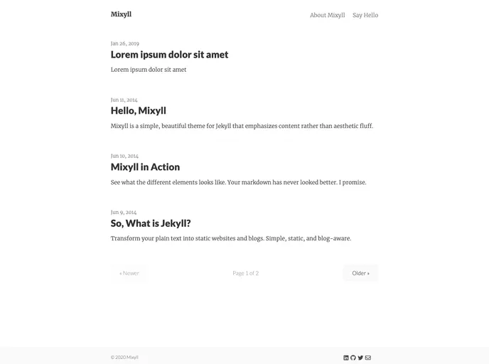 screenshot of Mixyll