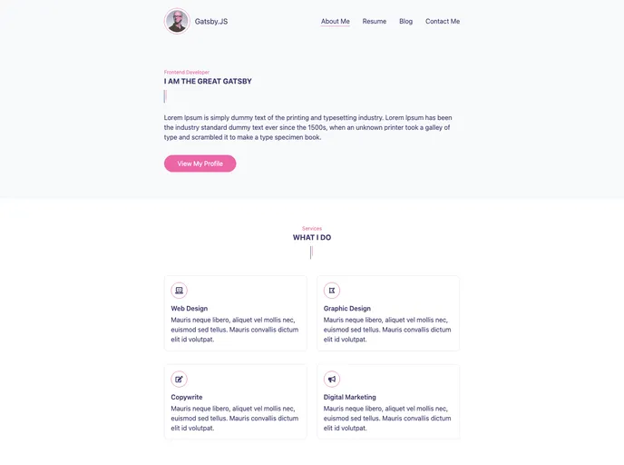 screenshot of Gatsby Markdown Personal Website