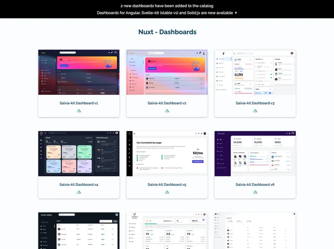 screenshot of Nuxt Dashboards