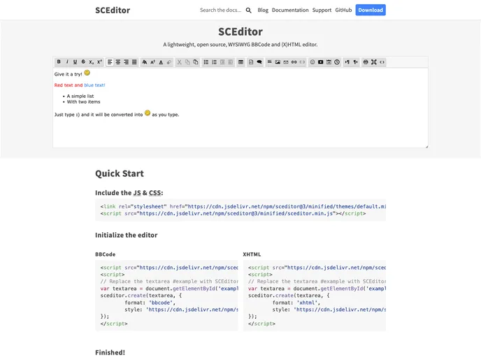 screenshot of SCEditor