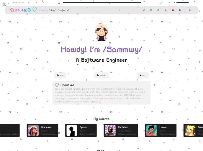 screenshot of Sammwy.com Archived