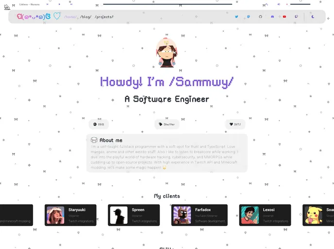 screenshot of Sammwy.com