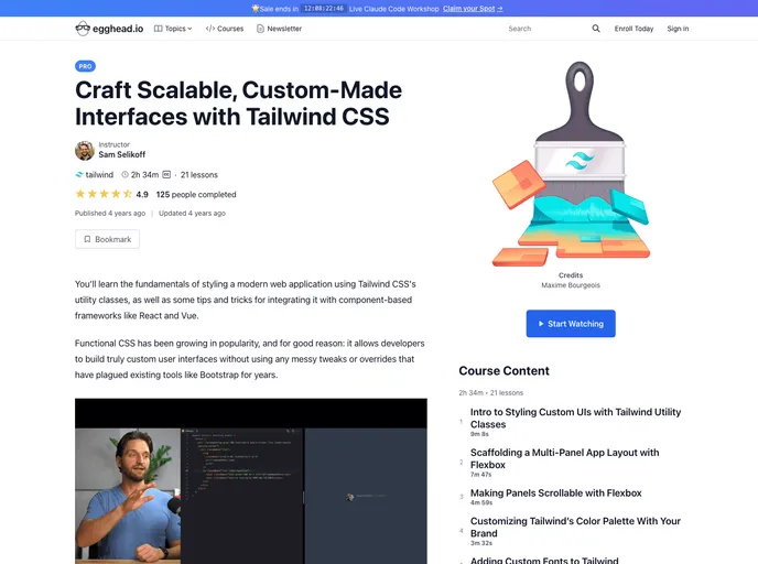 screenshot of Egghead Tailwind Discord Course