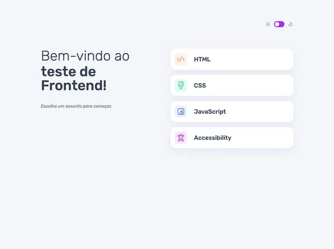 screenshot of Quiz Frontend