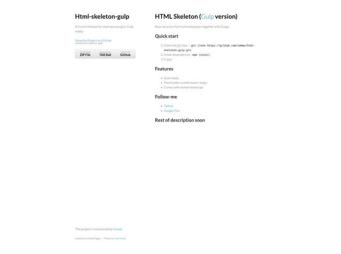 screenshot of Html Skeleton Gulp