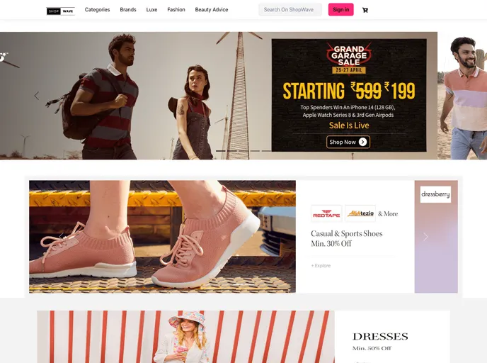 screenshot of ShopWave Ecommerce