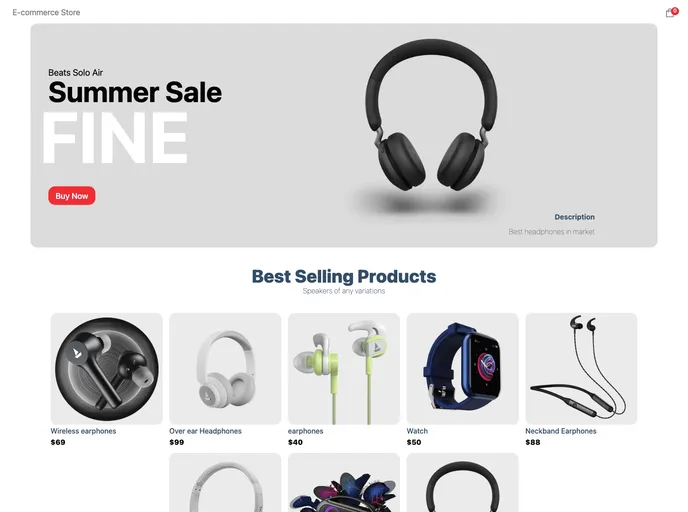 screenshot of Ecommerce App